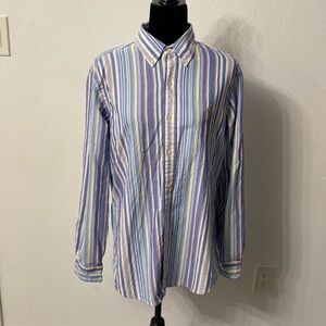 Ralph Lauren Classic Fit Striped Spring Pastel Long Sleeve Button Down Size M